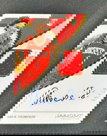 2023 Amen Thompson Panini Immaculate Rookie Patch Jersey Auto /99 RPA #107 True Autograph SP RC