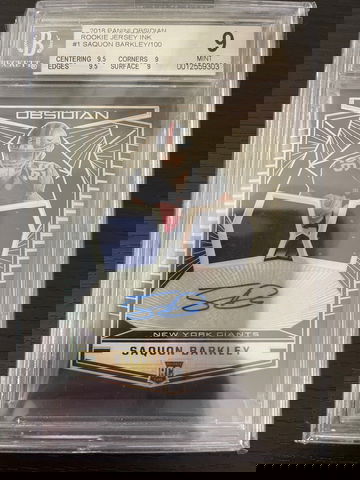 2018 Panini Obsidian Saquon Barkley Rookie Jersey Ink BGS 9 /100