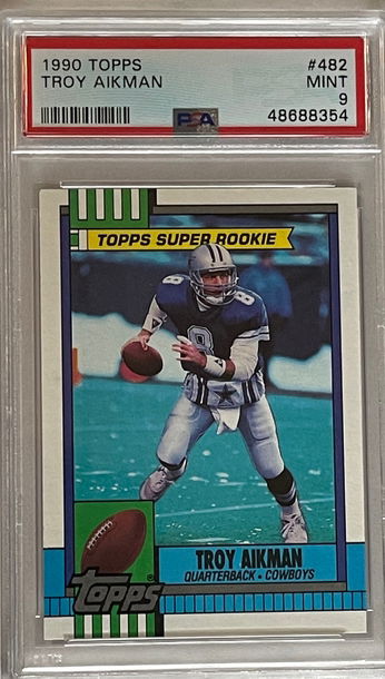  1990 TOPPS CARD #482 TROY AIKMAN DALLAS COWBOYS HOF PSA 9 MINT SUPER Rookie