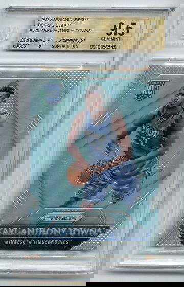 KARL ANTHONY TOWNS 2015 Panini PRIZM Silver Rookie Refractor BGS 9.5 GEM MINT #3