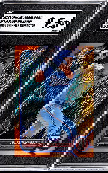 2022 Bowman Chrome Dustin Harris BCP-190 Orange Refractor Shimmer numbered 16/25