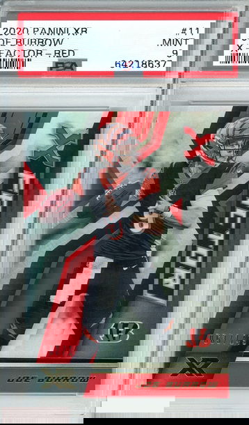 2020 PANINI XR JOE BURROW #11 X-FACTOR-RED 63 OF 149 ROOKIE RC PSA 9 MINT