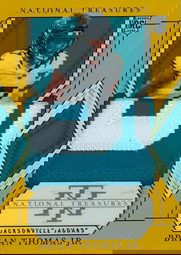 2024 National Treasures Brian Thomas Jr. #217 Premium Gold Holo 2-Color Patch #6/10 JAGUARS ROOKIE SSP