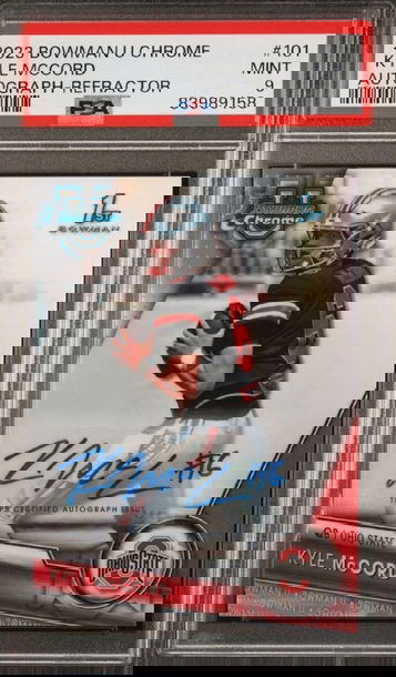 2023 Bowman U Chrome 1st Kyle McCord Auto Ref. /499 PSA 9