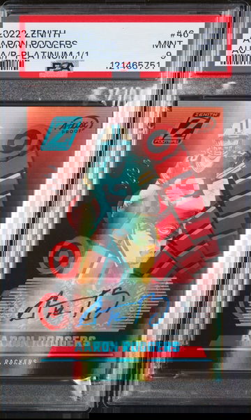 2022 Panini Zenith Autograph-Artist Proof-Platinum 1/1 Aaron Rodgers #46 PSA 9