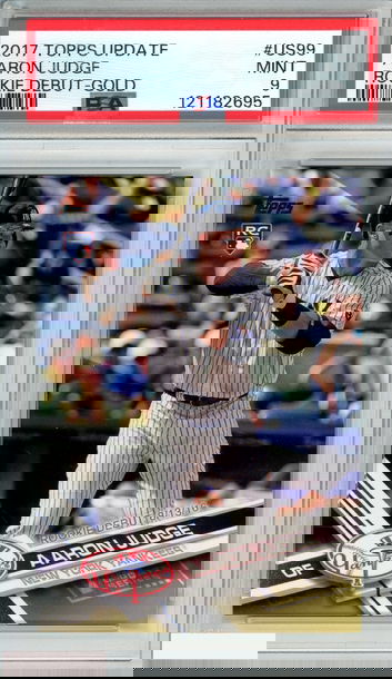 2017 TOPPS UPDATE AARON JUDGE #US99 ROOKIE DEBUT GOLD 592 OF 2017 RC PSA 9 MINT