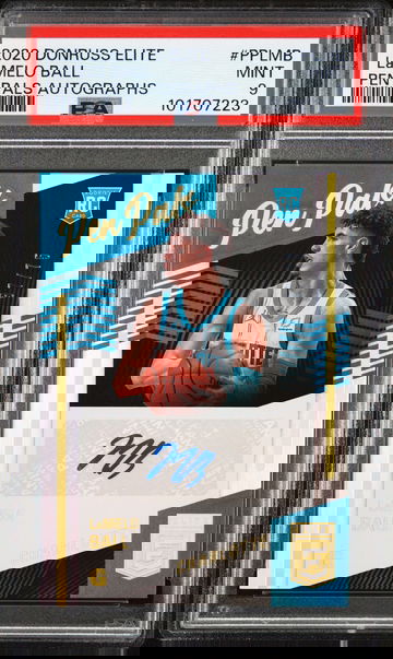 2020 Panini Donruss Elite Pen Pals Autographs Lamelo Ball #PPLMB /75 PSA 9