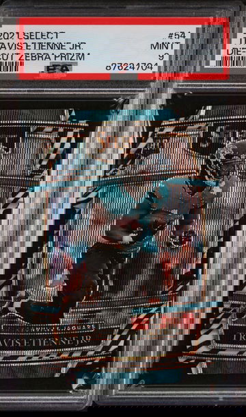 2021 Panini Select Die-Cut Zebra Prizm Travis Etienne Jr. #54 RC Concourse PSA 9