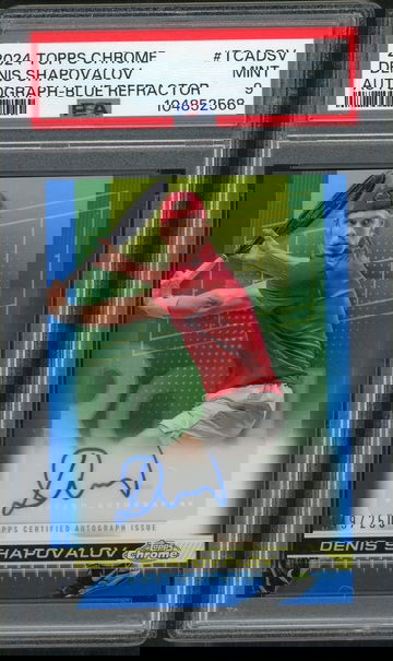 2024 Topps Chrome Tennis Autographs #TCADSV Denis Shapovalov Blue Refractor PSA 9