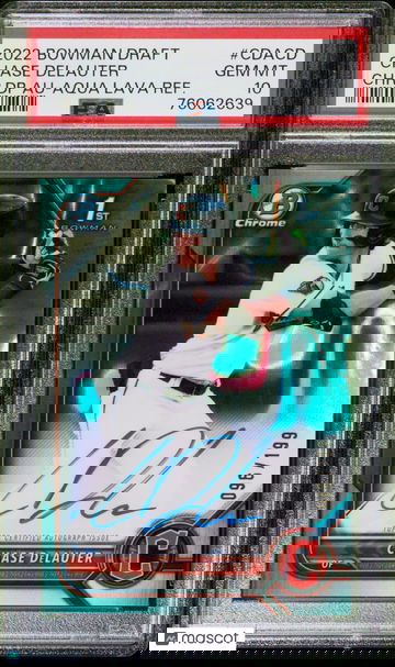 2022 Bowman Draft Chrome Draft Pick Autographs Chase Delauter #CDACD AQUA LAVA REF. PSA 10