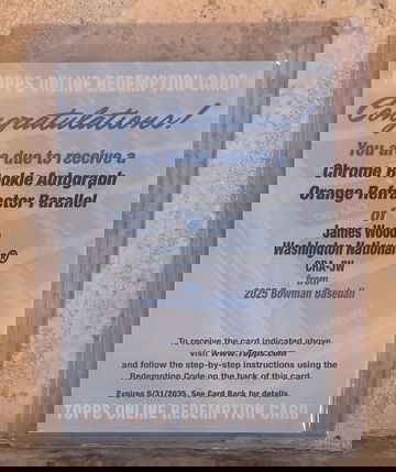 2025 Bowman James Wood Redemption 