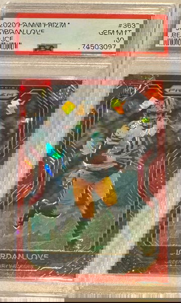 2020 JORDAN LOVE #363 Panini Prizm Red Ice RC - PSA 10 Gem Mint