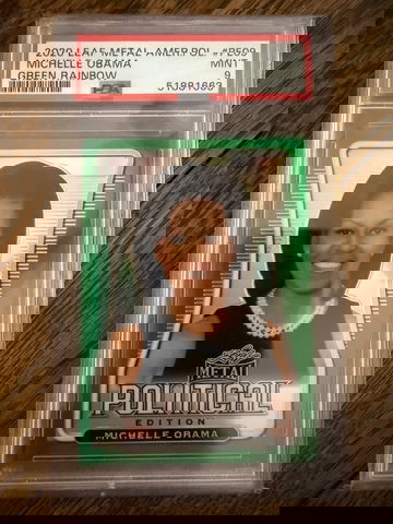 Michelle Obama #d 5/7 2020 Leaf Metal Green Rainbow PSA 9 