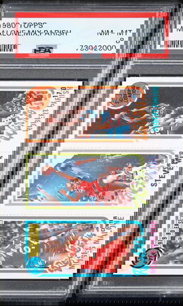 1980 Topps Moses Malone Mix Robert Parish PSA 8