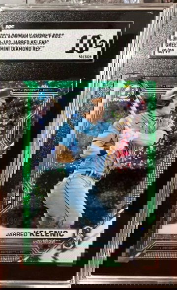 2021 Bowman Chrome Prospects BCP-102 Jarred Kelenic Green Mini Diamond Ref. /99 SGC 10