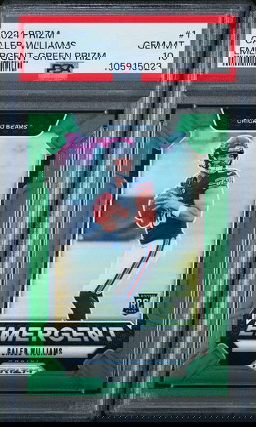 2024 PANINI PRIZM EMERGENT GREEN PRIZM #1 CALEB WILLIAMS ROOKIE RC PSA 10