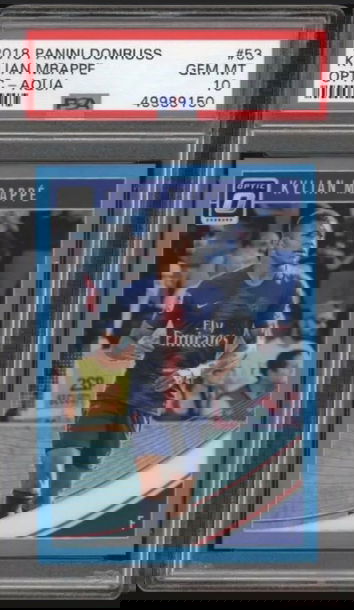 2018 Donruss Optic Acqua Kylian Mbappe /149 PSA 10