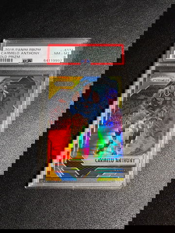 2016/17 Panini Prizm Carmelo Anthony #04/10 Gold Prizms PSA 8 Knicks