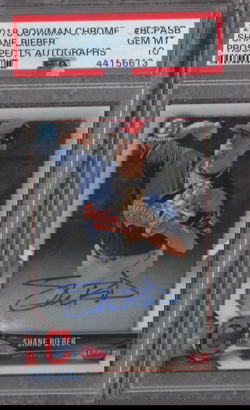 2018 Bowman Chrome Prospects Shane Bieber Auto PSA 10