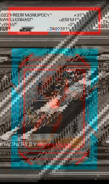 2022 Panini Prizm Monopoly Teal Wave Kawhi Leonard #37 PSA 10