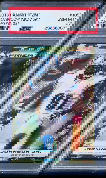 2013 Panini Prizm Calvin Johnson Camo Prizm PSA 10