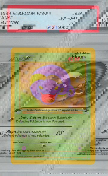 1999 Pokemon 1st Edition EKANS Fossil 46 /62 PSA 6