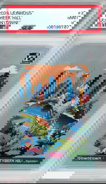 2024 PANINI DONRUSS DOWNTOWN! TYREEK HILL #3 MIAMI DOLPHINS PSA 9 MINT