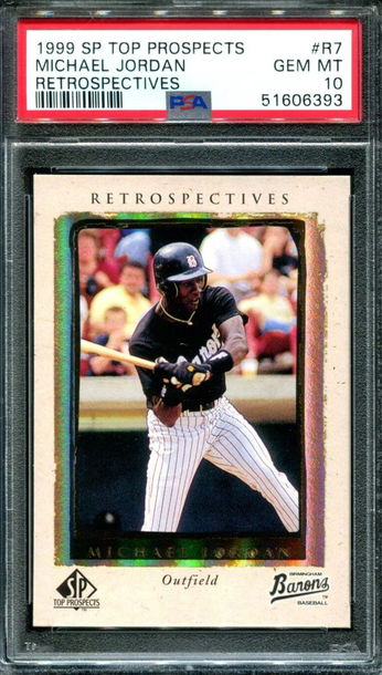 1999 Upper Deck UD SP Top Prospects Retrospectives R7 Michael Jordan Birmingham Barons PSA 10 Gem Mint