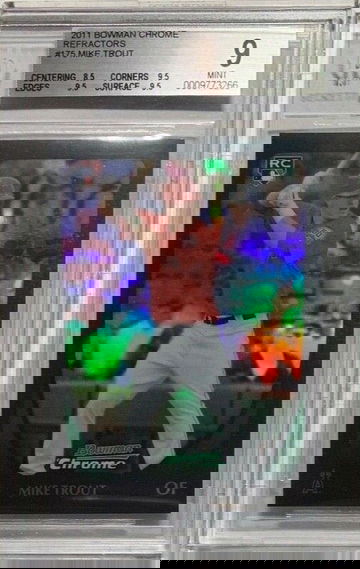 2011 Bowman Chrome Refractor #175 Mike Trout Rookie Card BGS 9