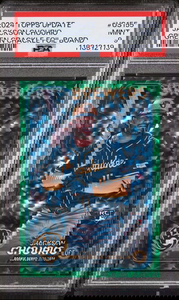 2024 Topps Update Green Crackle Foil Board Jackson Chourio #US155 PSA 9