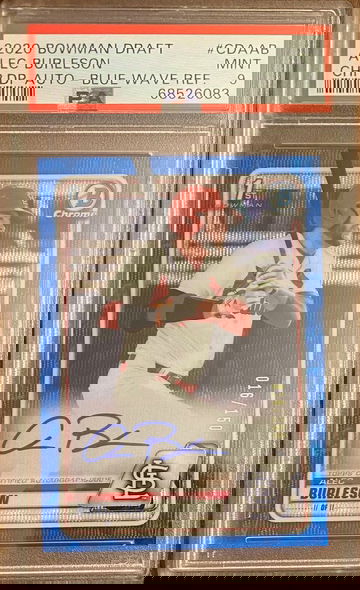 Alec Burleson - 2020 Bowman Chrome Auto Rookie - Blue Wave Refractor 16/150 - PSA 9