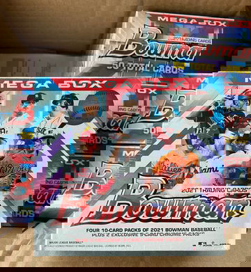 (6) 2021 Bowman Mega Box — Factory Sealed Box — Two Exclusive Chrome Packs