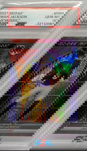 2022 Panini Mosaic Lamar Jackson Stained Glass PSA 10