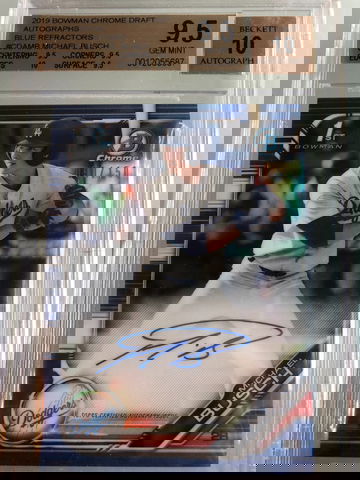 Michael Busch bowman chrome blue refractor true plus gem!