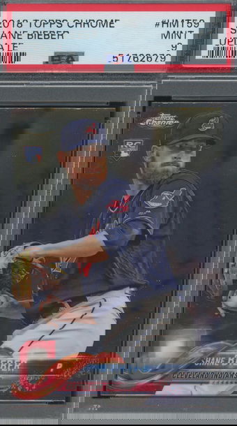 2018 Topps Chrome Update #HMT59 Shane Bieber RC Rookie PSA Mint 9