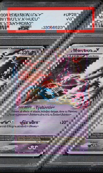 2008 Pokemon Diamond and Pearl Black Star Promo Holo Mewtwo Lv X #DP28 PSA 3