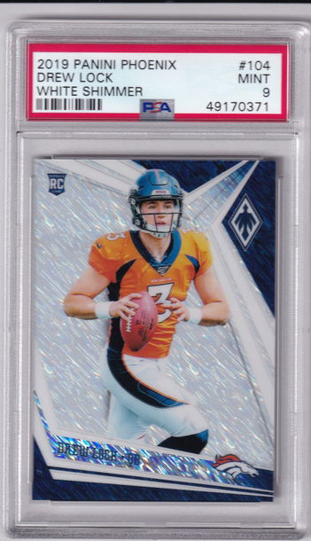 2019 Panini Phoenix Drew Lock White Shimmer #104 PSA 9