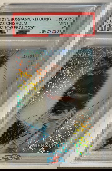 2021 Bowman Sterling Jazz Chisholm Rookie Speckle Refractor /99 PSA 9 Marlins