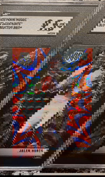 Jalen Hurts 2020 Panini Mosaic Reactive Blue Prizm RC 222 SGC 9.5