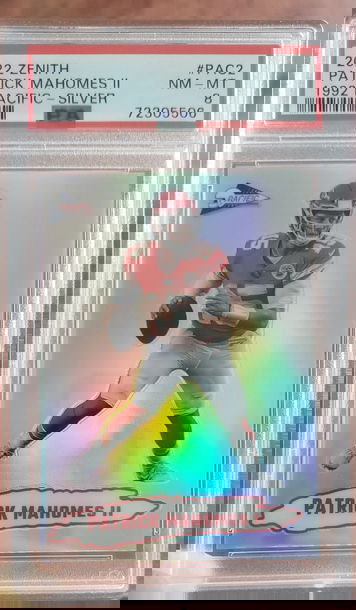 Patrick Mahomes 2022 Zenith 1992 Pacific Silver PSA 8