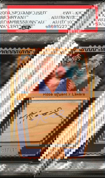 2004 KOBE BRYANT SP GAME USED WOOD IMPRESSIONS AUTOGRAPHS /75 PSA AUTHENTIC