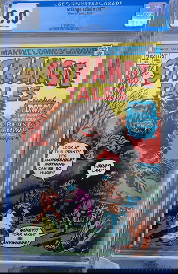 Strange Tales #175 (1974) CGC 9.0 -- White pages; Torr Marvel monster cover