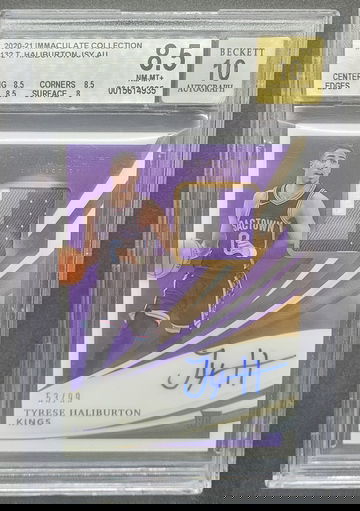 2020-21 Immaculate Tyrese Haliburton Rookie Patch Auto /99 BGS 8.5