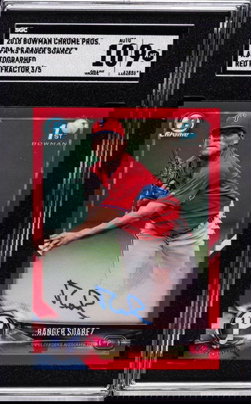 2018 Bowman Chrome RANGER SUAREZ Red Refractor Auto /5 SGC 9 10 Rookie Card RC