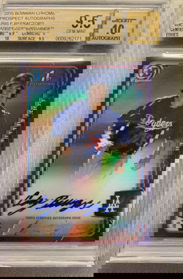 CODY BELLINGER 2015 BOWMAN CHROME PURPLE REFRACTOR ROOKIE BGS 9.5 #/250