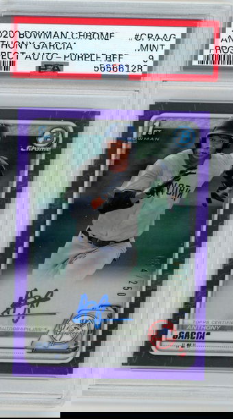 2020 Bowman Chrome Anthony Garcia Prospect Auto Purple Refractor /250 PSA 9