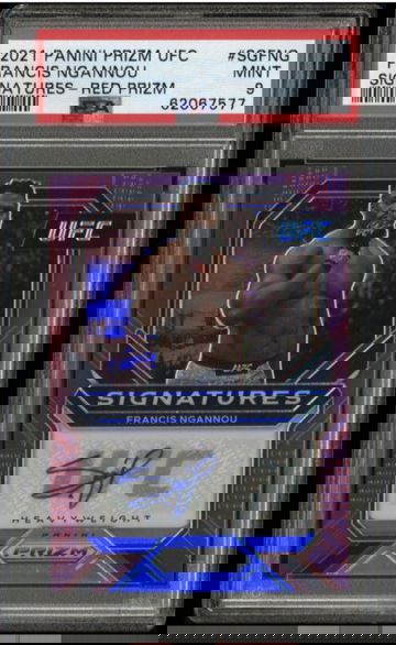 2021 Panini Prizm UFC Francis Ngannou Signatures Red Prizm /49 Champion PSA 9 MINT