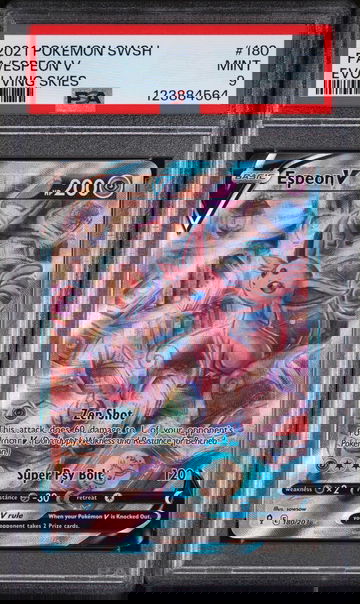 2021 Pokemon Sword and Shield Evolving Skies Ultra Rare Espeon V #180 PSA 9