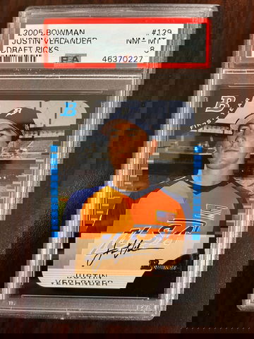 2005 Bowman Draft Picks Justin Verlander PSA 8