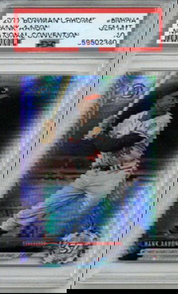 2017 BOWMAN CHROME NATIONAL CONVENTION #BNRHA HANK AARON CARD PSA 10